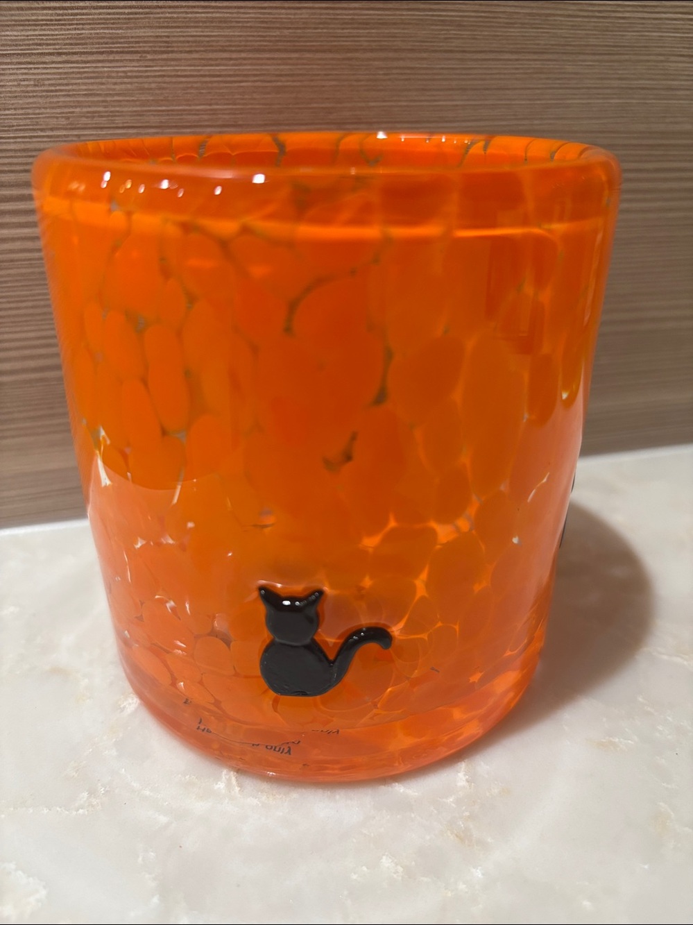 New viral orange confetti Glass Tumbler with Black Cat Accents